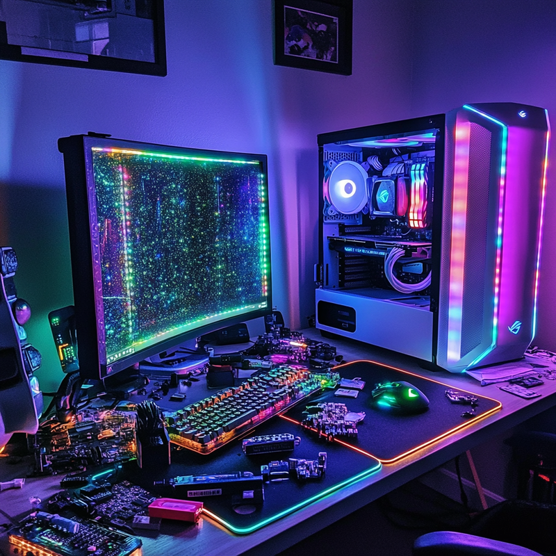 A gaming pc being built