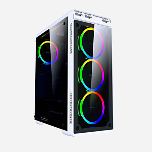 Apevia Aura Mid Tower 4x Spectra RGB Fans - White