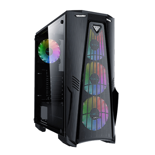 Apevia Crusader Mid-Tower 4x Frostblade RGB Fans - Black