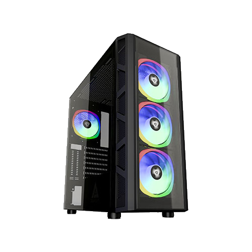 White Frame Apevia Aura-S-WH Mid Tower Gaming Case with 2 x Full-Size Tempered Glass Panel Top USB3.0/USB2.0/Audio Ports 4 x Spectra RGB Fans 