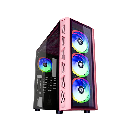 Apevia Guardian Mid-Tower 4x RGB Fans - Pink