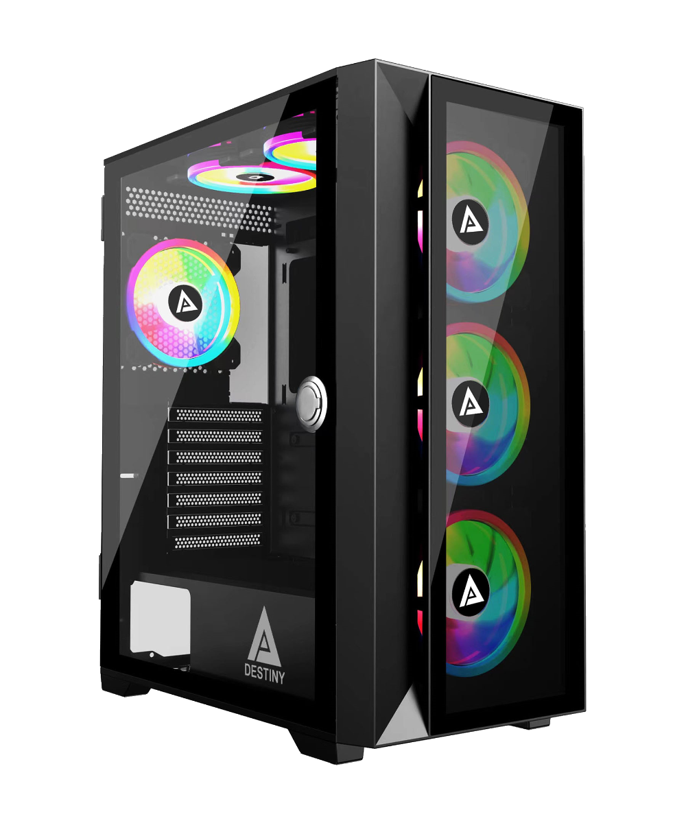 Apevia Destiny Pro Mid-Tower 6x RGB Fans - Black