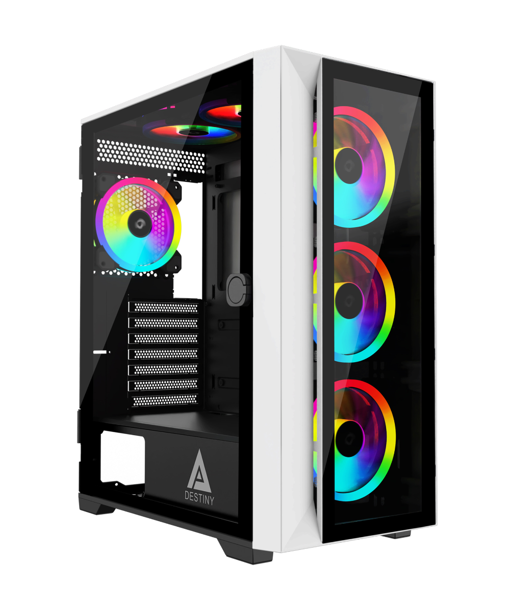 Apevia Destiny Pro Mid-Tower 6x RGB Fans - White
