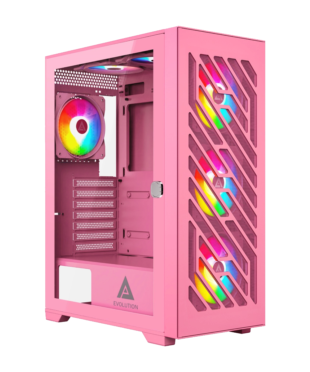 Apevia Evolution Mid-Tower RGB Fans - Pink