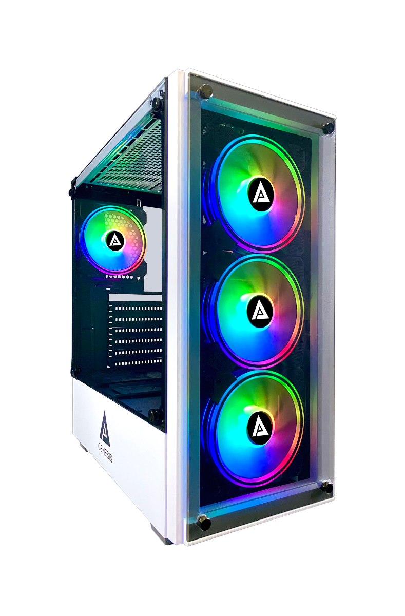 Apevia Genesis Mid-Tower 4x Electro RGB Fans - White
