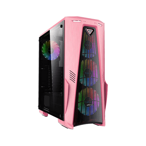 Apevia Crusader Mid-Tower 4x Frostblade RGB Fans - Pink