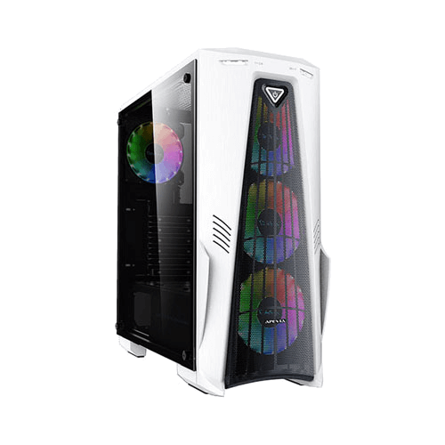 Apevia Crusader Mid-Tower 4x Frostblade RGB Fans - White